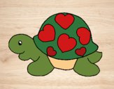 Dibujo Tortuga con corazones pintado por queyla