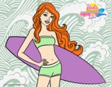 Barbie con tabla de surf