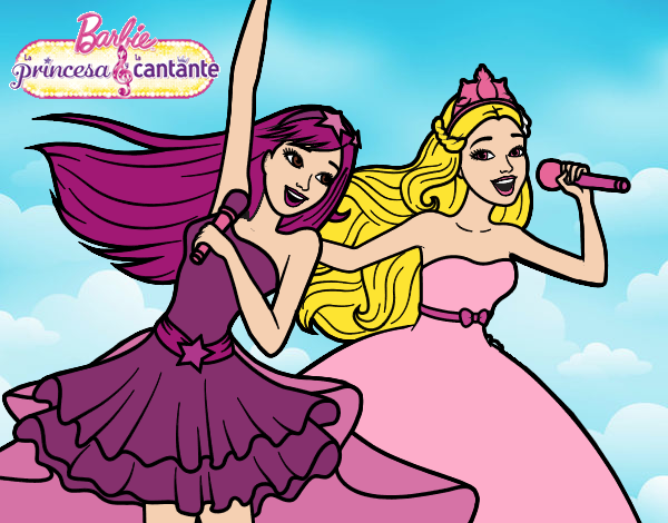 Barbie y la princesa cantando