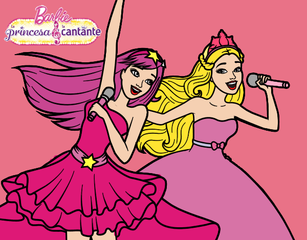 Barbie y la princesa cantando