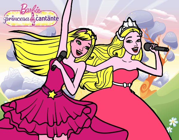 Barbie y la princesa cantando