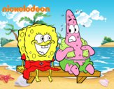 Bob Esponja y Patricio en bañador