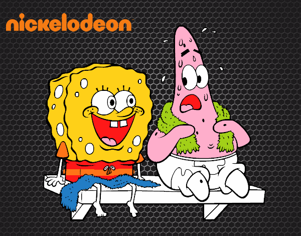 Bob Esponja y Patricio en bañador