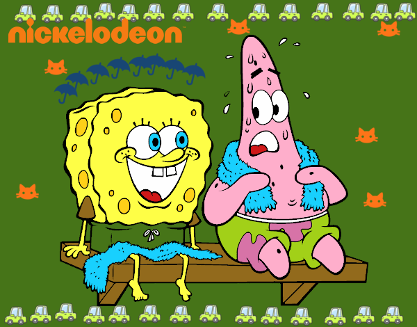 Bob Esponja y Patricio en bañador