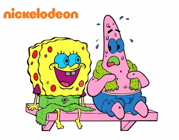 Bob Esponja y Patricio en bañador