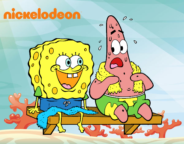 Bob Esponja y Patricio en bañador