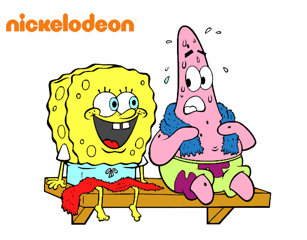 Bob Esponja y Patricio en bañador