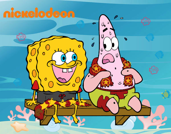 Bob Esponja y Patricio en bañador