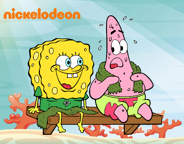 Bob Esponja y Patricio en bañador