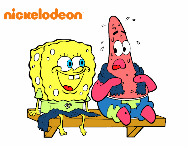 Bob Esponja y Patricio en bañador