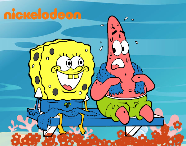 Bob Esponja y Patricio en bañador