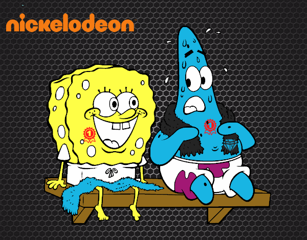 Bob Esponja y Patricio en bañador