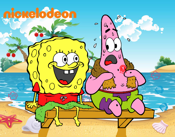 Bob Esponja y Patricio en bañador