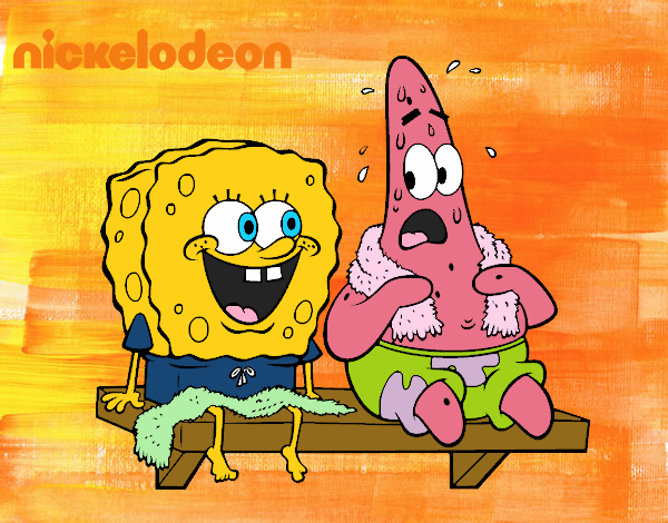 Bob Esponja y Patricio en bañador