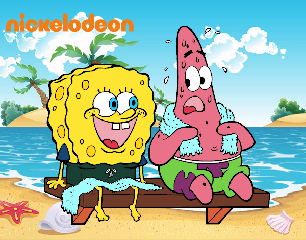 Bob Esponja y Patricio en bañador