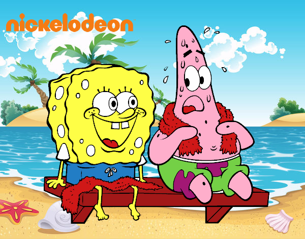 Bob Esponja y Patricio en bañador