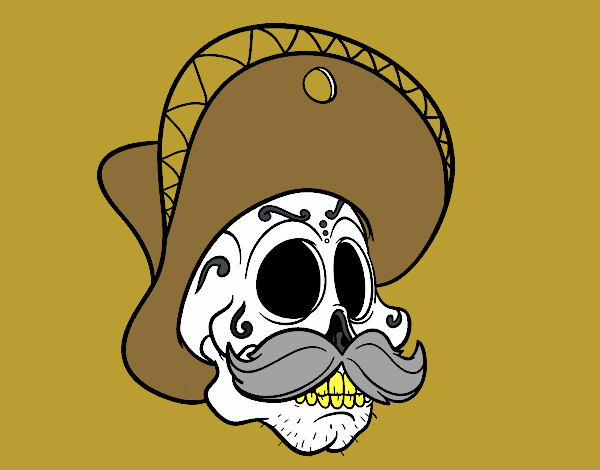 Calavera mejicana con bigote