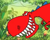 Dibujo Dinosaurio de dientes afilados pintado por daga