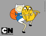 Dibujo Finn y Jake abrazados pintado por luhDango