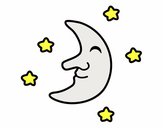 Dibujo Luna con estrellas pintado por Potte