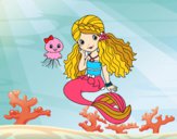 Dibujo Sirena y medusa pintado por Joseannnys