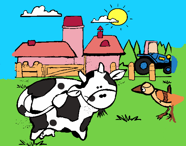 Vaca en la granja