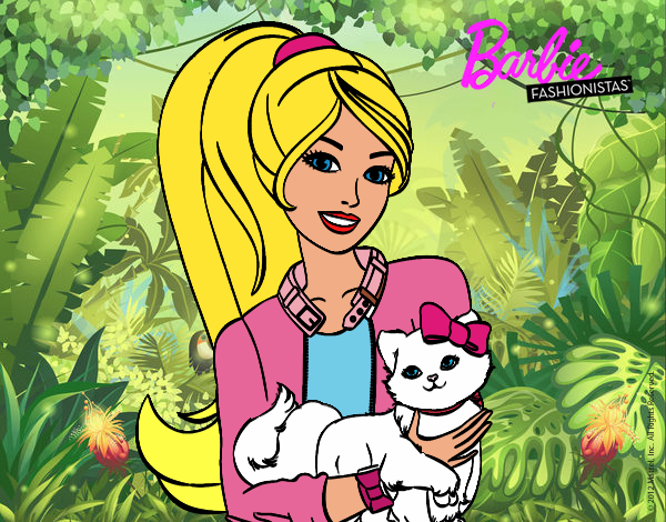 Barbie con su linda gatita