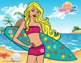 Barbie con tabla de surf