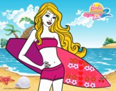 Barbie con tabla de surf