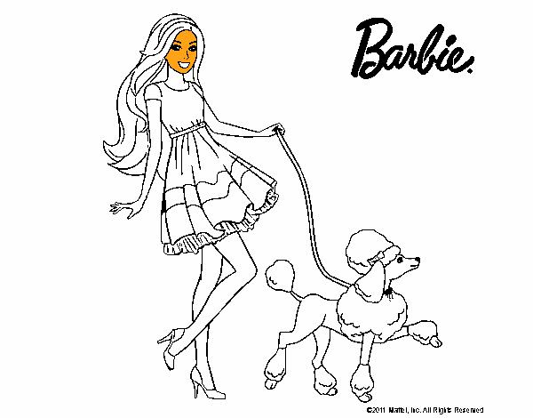 Barbie paseando a su mascota