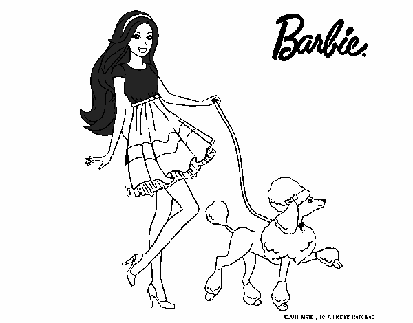 Barbie paseando a su mascota