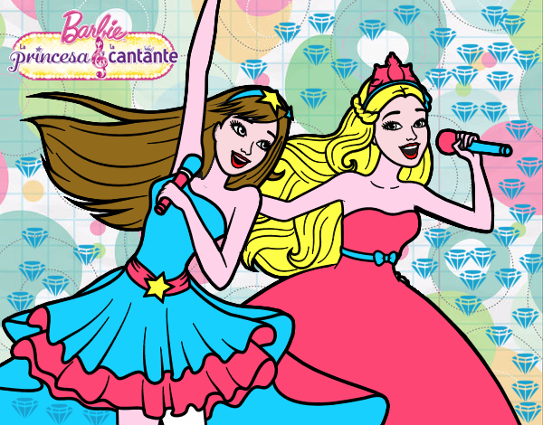 Barbie y la princesa cantando