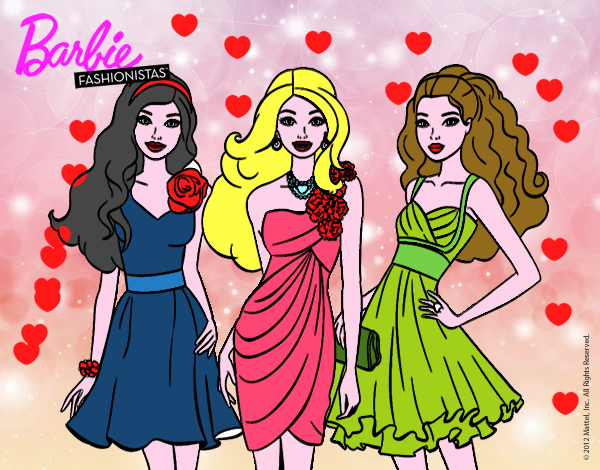 Dibujo Barbie y sus amigas vestidas de fiesta pintado por sofiadelfi