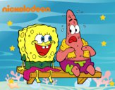 Bob Esponja y Patricio en bañador