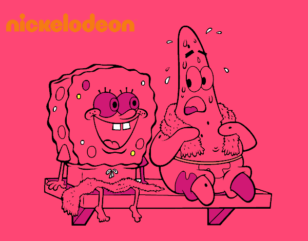 Bob Esponja y Patricio en bañador