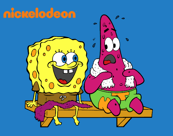 Bob Esponja y Patricio en bañador