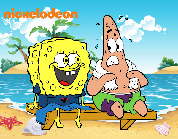 Bob Esponja y Patricio en bañador