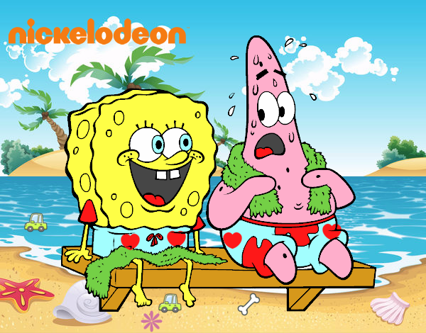 Bob Esponja y Patricio en bañador