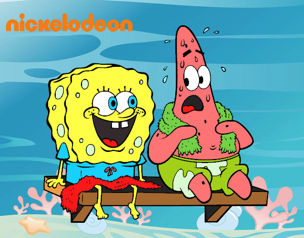 Bob Esponja y Patricio en bañador