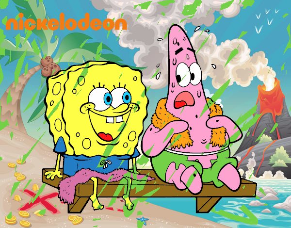 Bob Esponja y Patricio en bañador