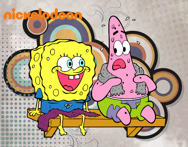 Bob Esponja y Patricio en bañador