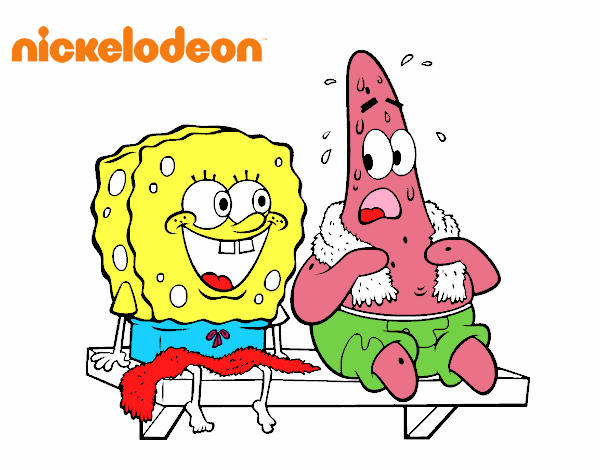 Bob Esponja y Patricio en bañador