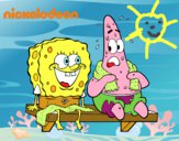 Bob Esponja y Patricio en bañador