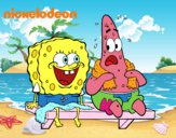 Bob Esponja y Patricio en bañador