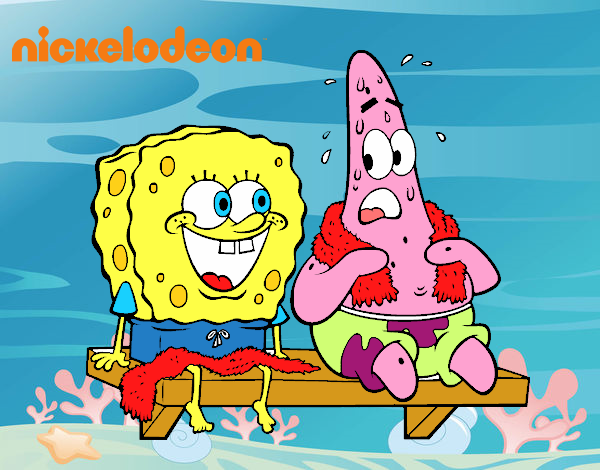 Bob Esponja y Patricio en bañador