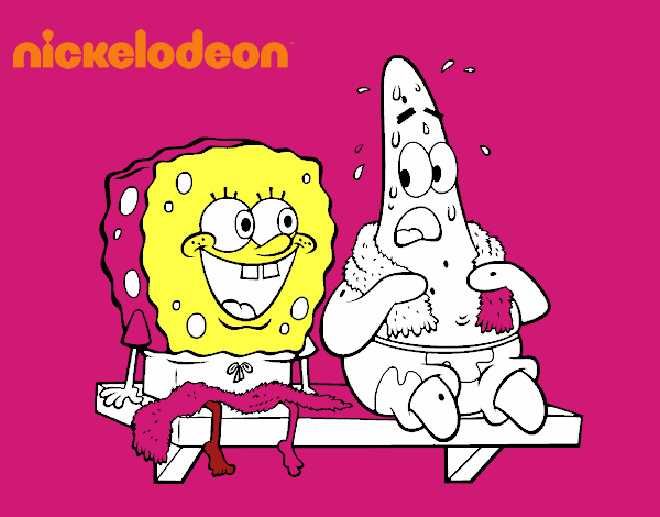 Bob Esponja y Patricio en bañador