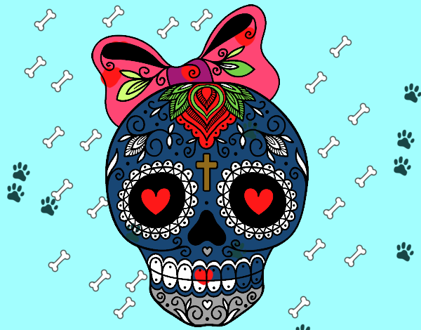 Calavera mejicana con lazo