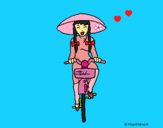 Dibujo China en bicicleta pintado por LunaLunita