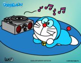 Doraemon escuchando música