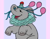 Dibujo Elefante con 3 globos pintado por queyla
